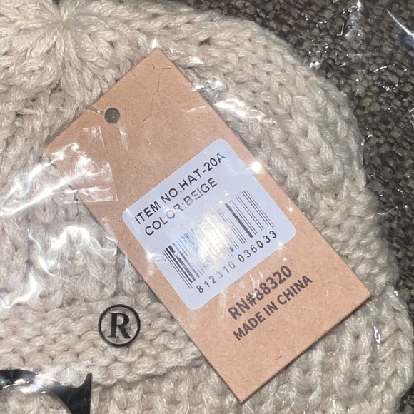 C.C-  Beige Cable Knit Beanie - Picture 3 of 4